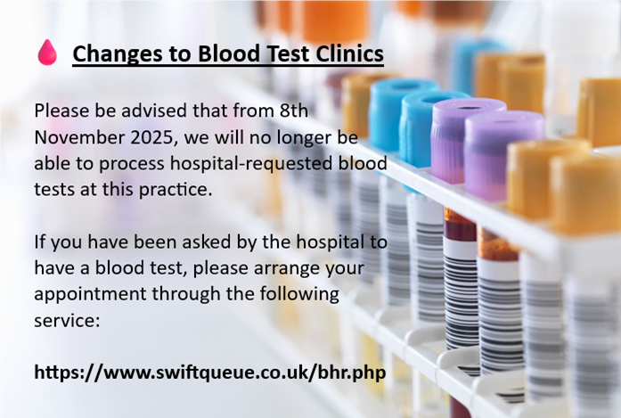 Changes to blood test clinics